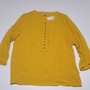 Banana Republic Mustard Half Button Long Tunic Blouse